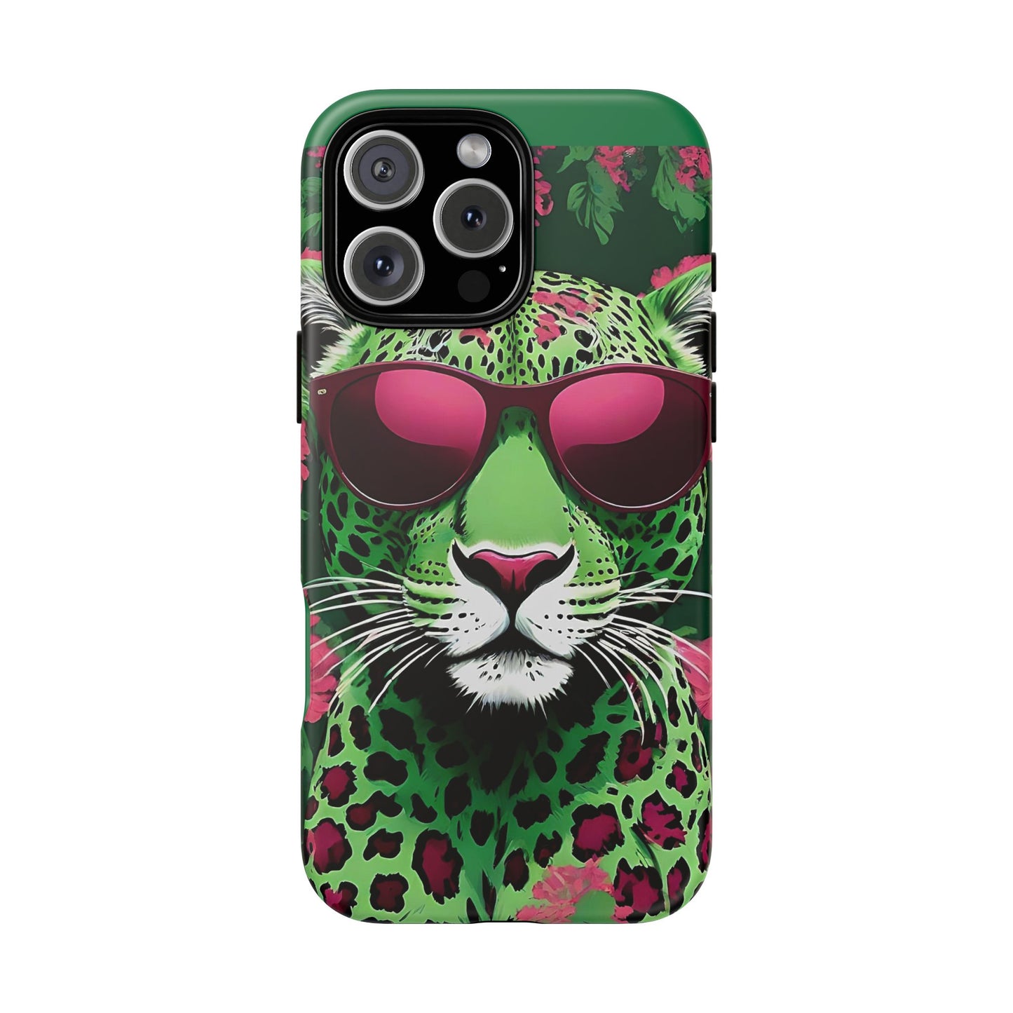 Phone Case - Lime Green & Burgundy Leopard In Sunglasses Design