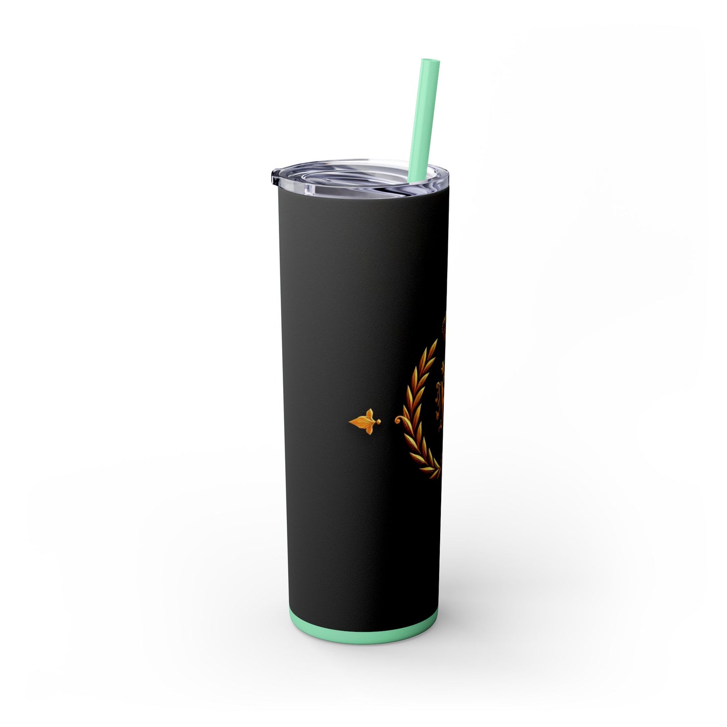 Elegant Gold Crown Skinny Tumbler with Straw, 20oz - Stylish Drinkware for Every Occasion, Royal Inspired, Ideal Gift for Her - Gold Crest
