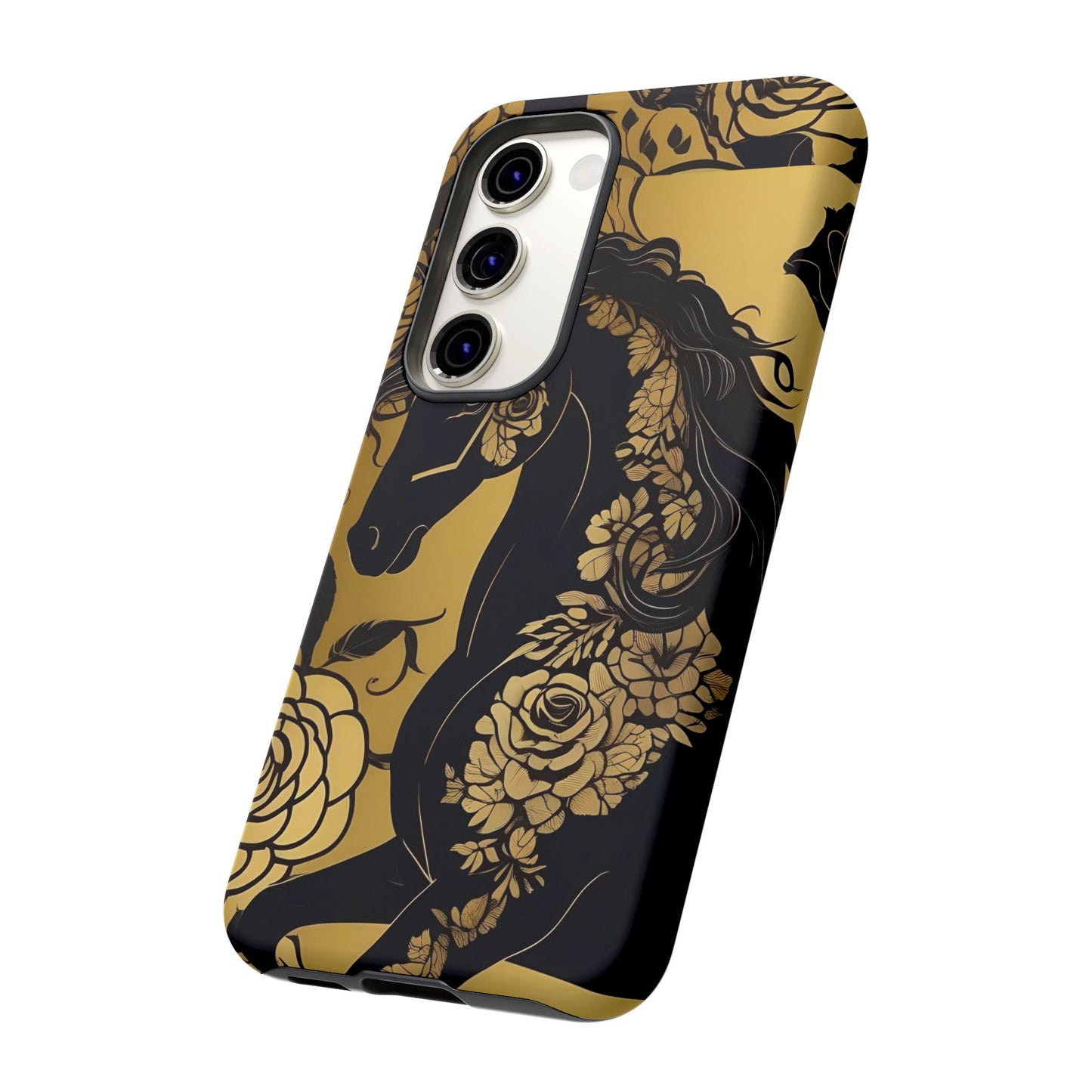 Phone Case - Elegant Horse & Roses Design