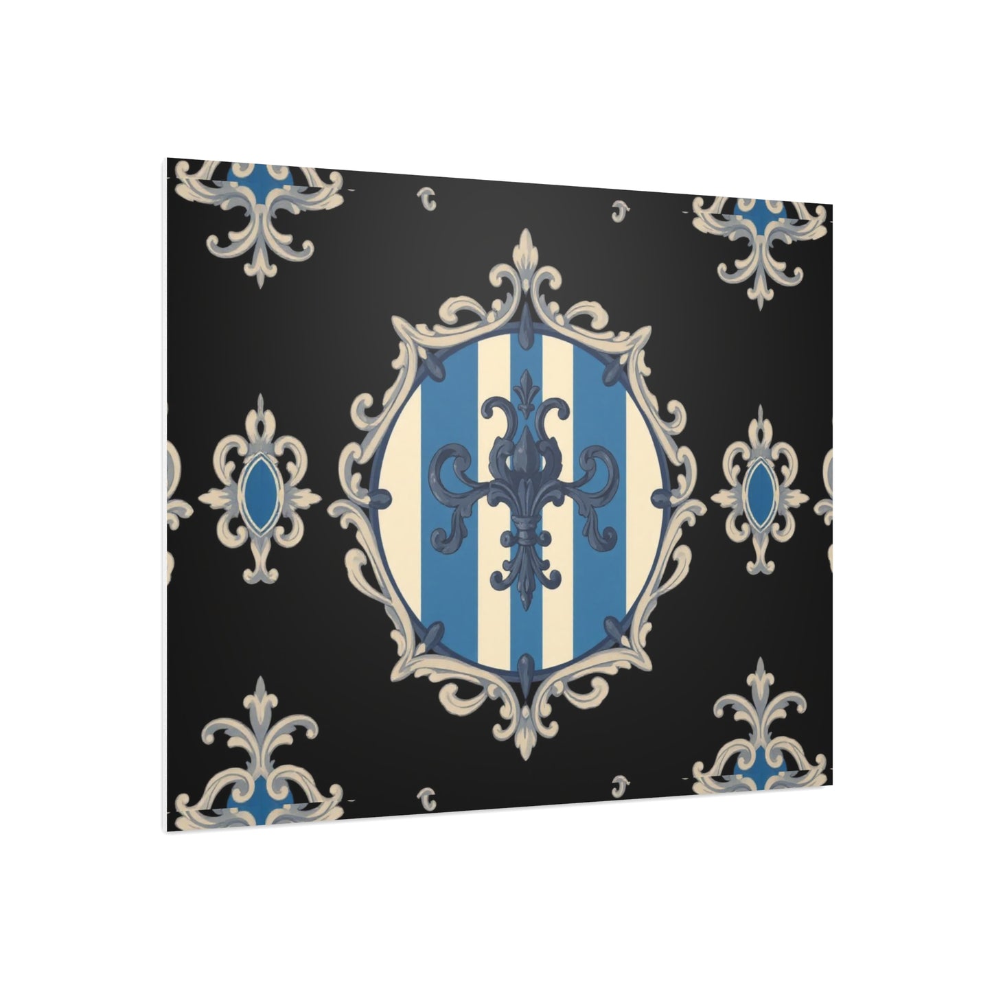 Elegant Blue & Alabaster Striped Baroque Decorative Foam Board Art, Home Decor Wall Display, Unique Gift for Housewarming, Event Decorations