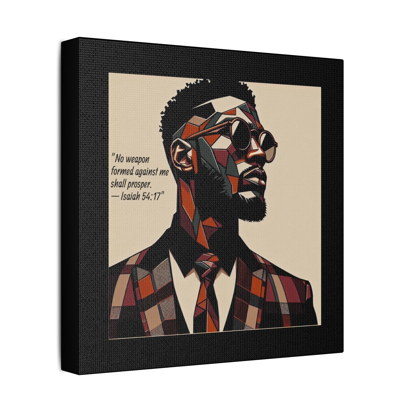 Afro Art Print Canvas, Wall Decor, Satin Stretched Canvas, African American Art, Office Decor, Home Decor - Isaiah 54:17