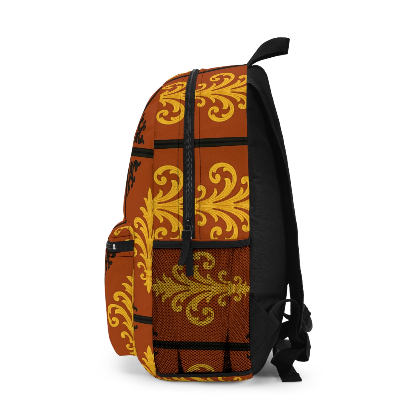 Dusk Terracotta Baroque Pattern Backpack — Vintage Baroque Terracotta & Gold School Bag