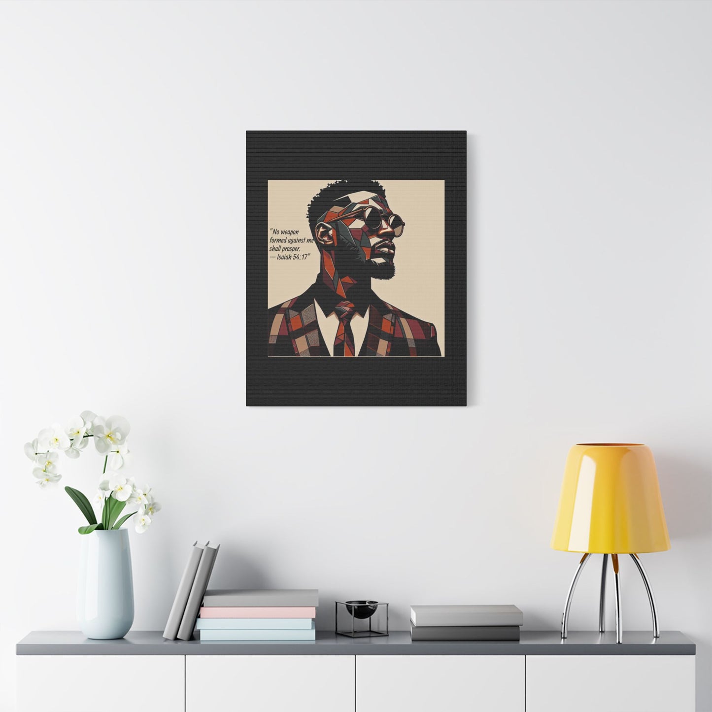 Afro Art Print Canvas, Wall Decor, Satin Stretched Canvas, African American Art, Office Decor, Home Decor - Isaiah 54:17