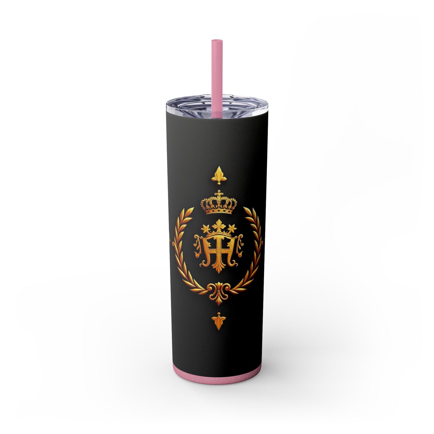 Elegant Gold Crown Skinny Tumbler with Straw, 20oz - Stylish Drinkware for Every Occasion, Royal Inspired, Ideal Gift for Her - Gold Crest