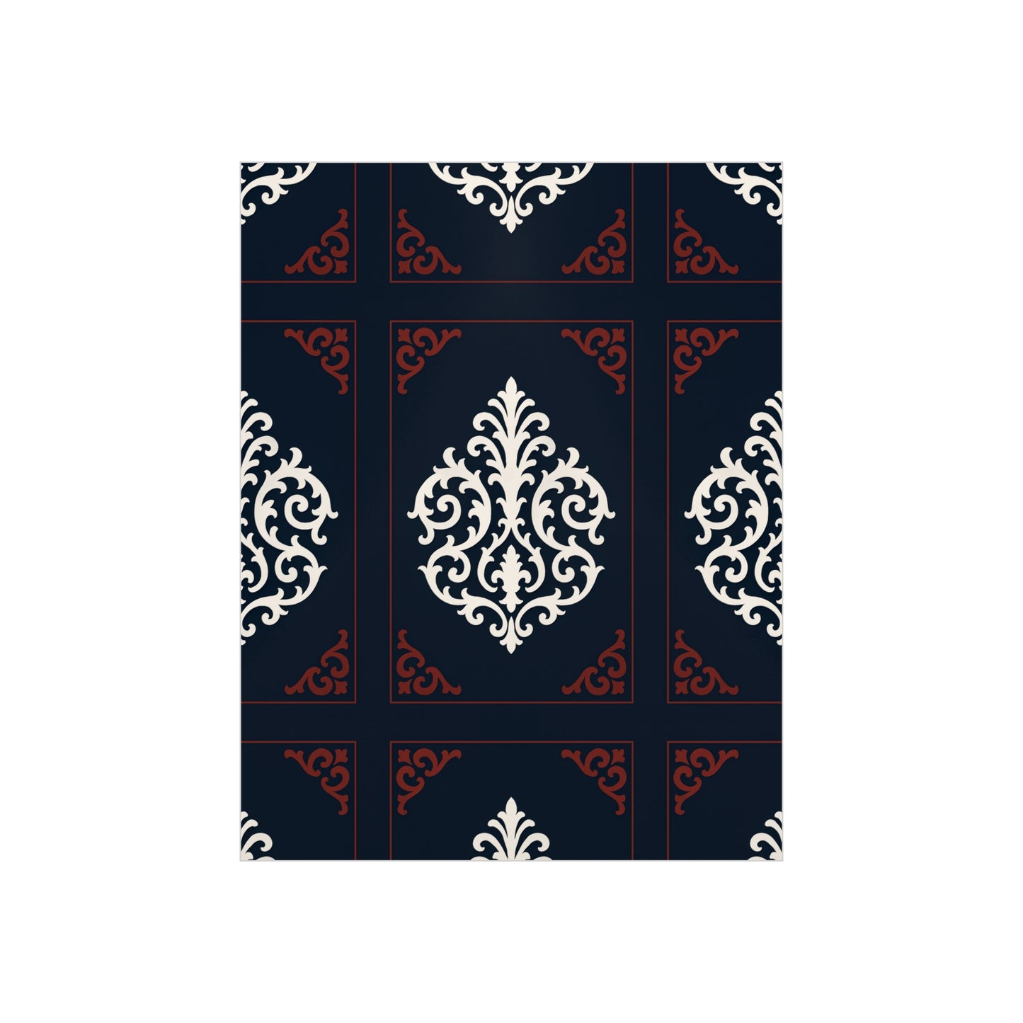Dusk Blue-Maroon & White Baroque Foam Board Wall Art — Blue, White & Maroon Pattern