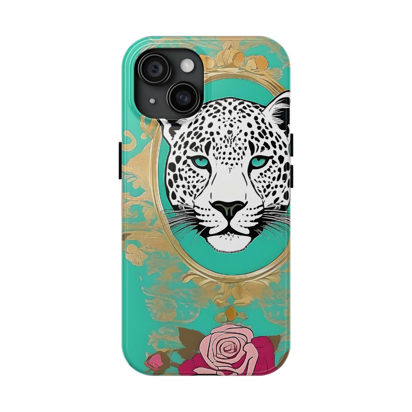 Leopard Tough Phone Case - Trendy Floral Design for Animal Lovers - Leopard & Rose