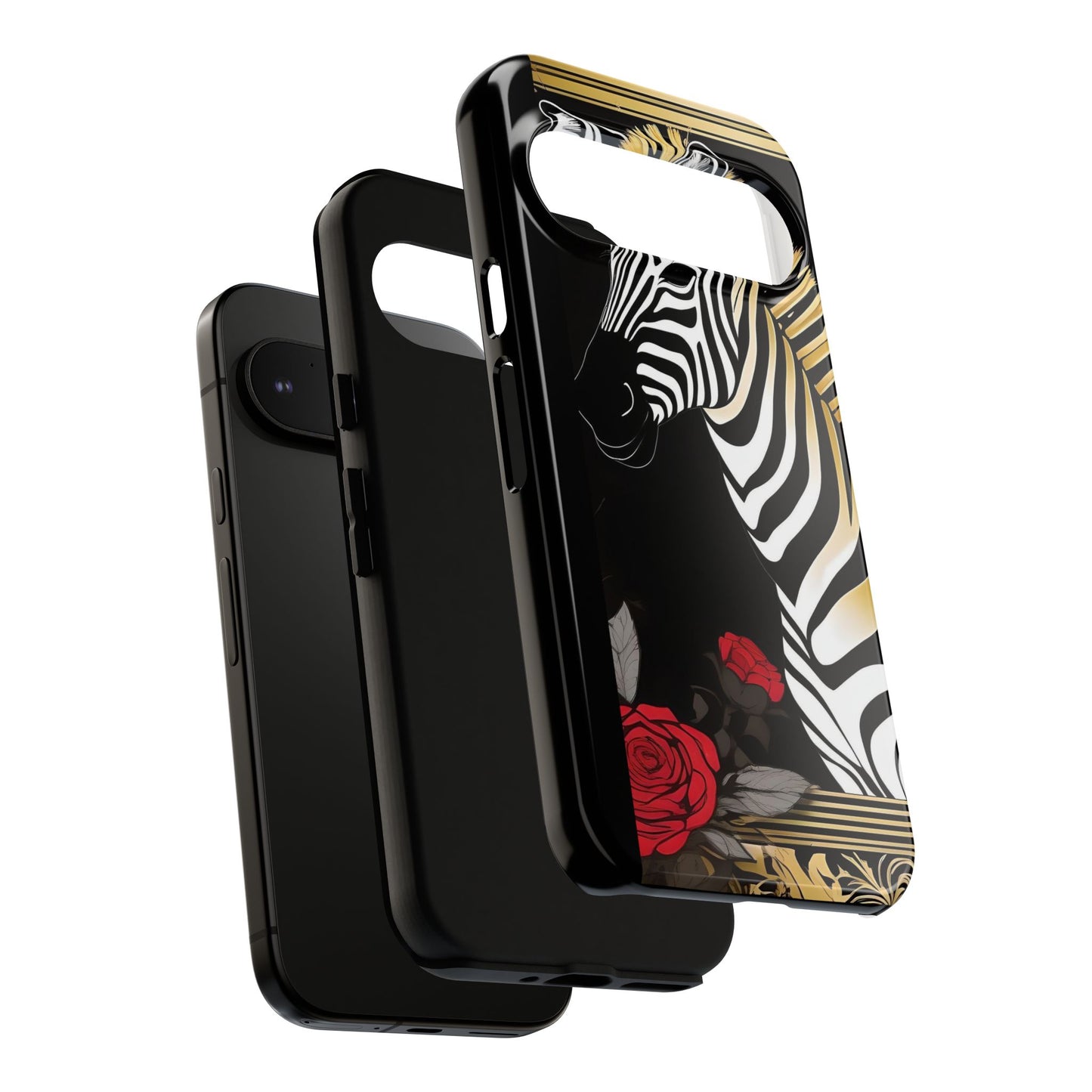 Phone Case - Elegant Zebra & Roses Design