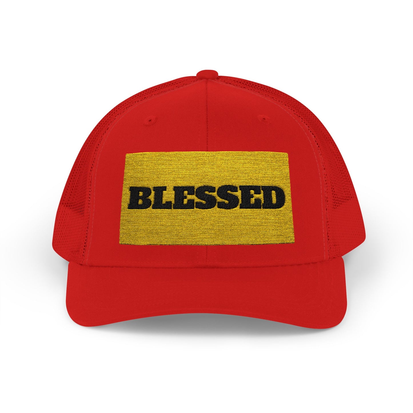 Blessed In Gold Snapback Trucker Cap for Everyday Inspiration, Faith-Based Accessory, Adjustable Hat, Gift for Friends, Motivational Cap
