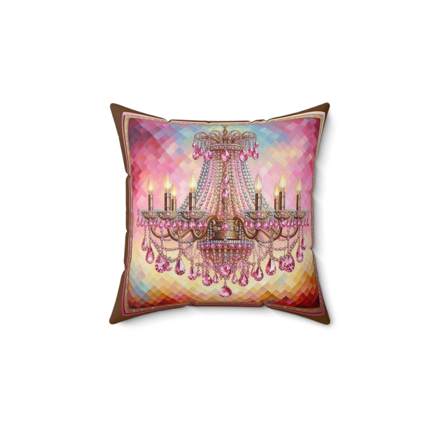 Elegant Glam Chandelier Pillow, Chic Home Decor, Elegant Gift for Her, Wedding Decoration, Vibrant Cushion - Pink Jeweled Chandelier
