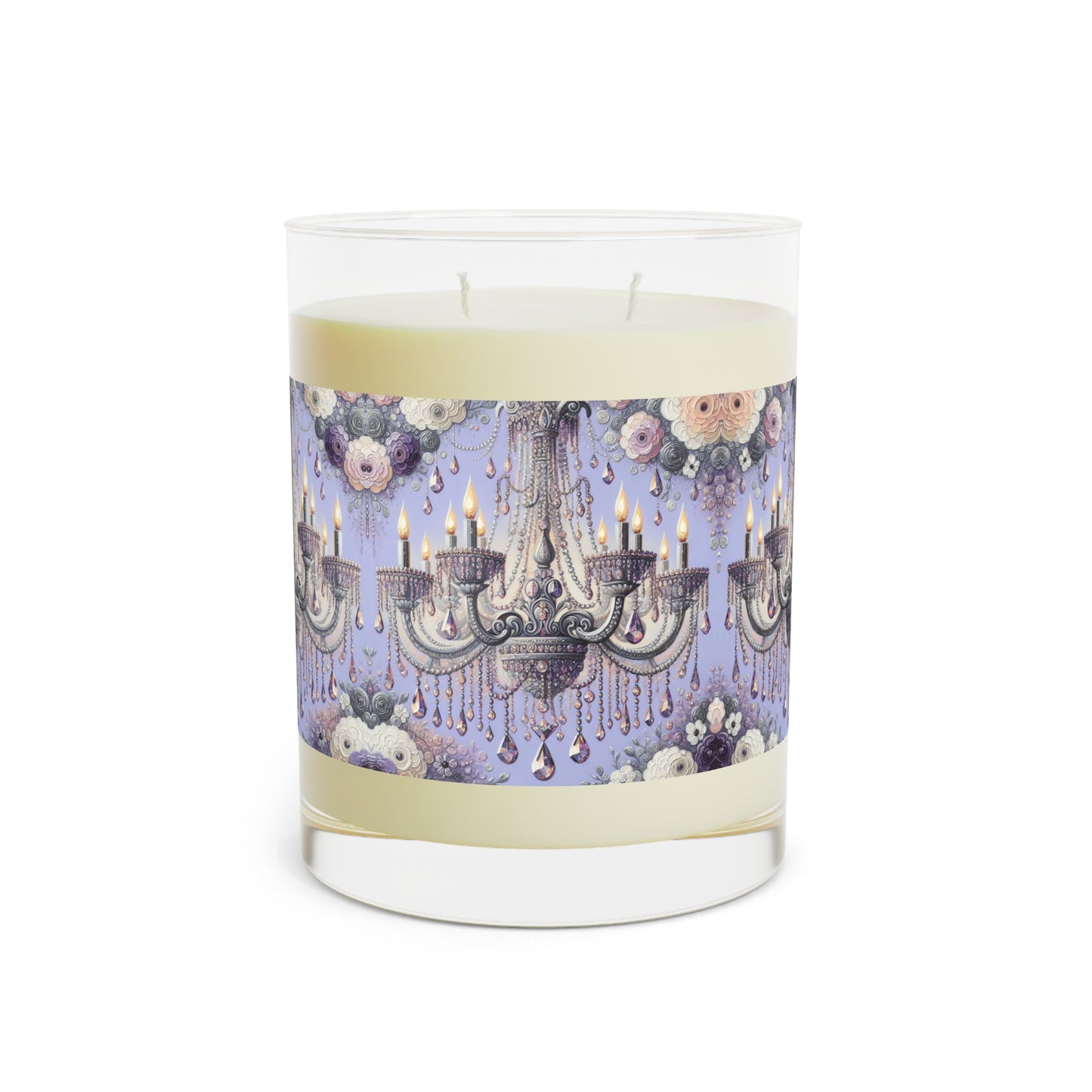 Elegant Floral Scented Candle - Cozy Home Decor, Aromatherapy Gift, Relaxing Atmosphere, Wedding Favor, Spa Experience - Lilac Jeweled Chandelier