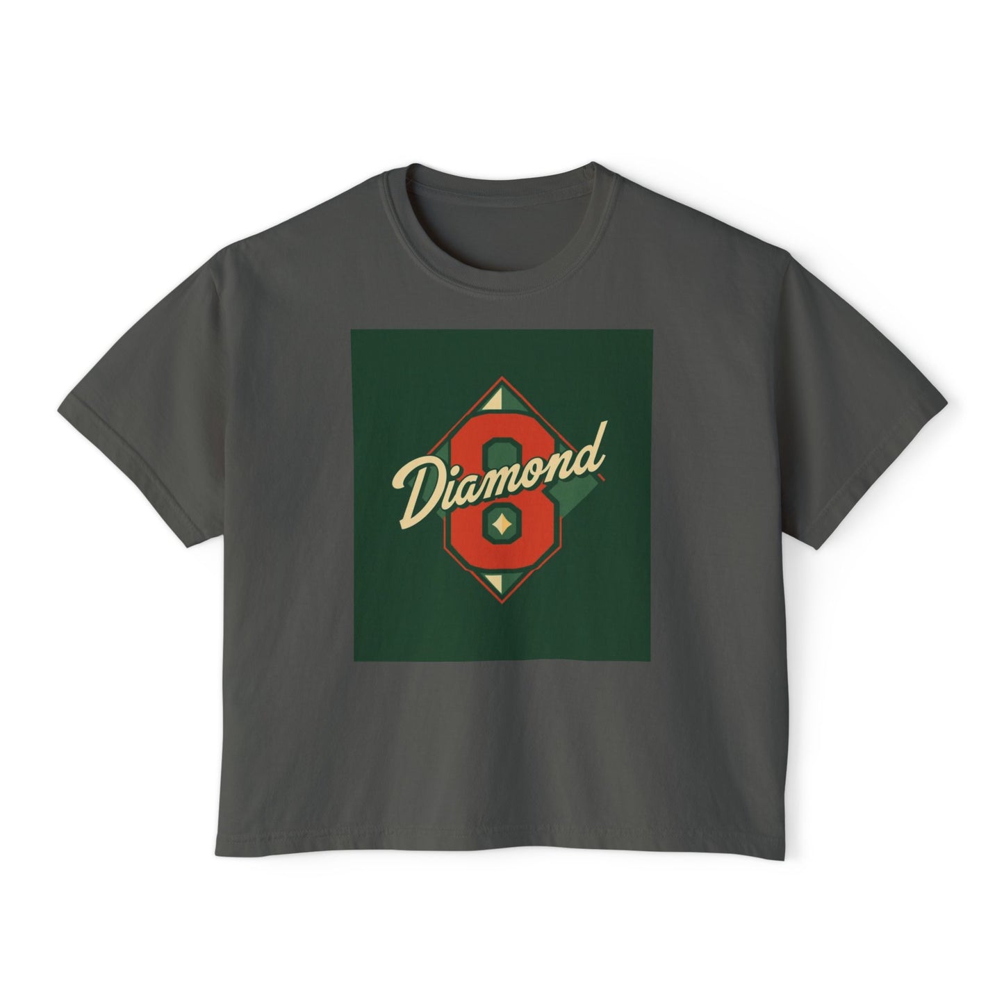 Stylish Women's Boxy Tee with Retro Diamond Design, Casual Fashion Top, Gift for Her, Summer Essential, Vintage Vibe - Diamond 8