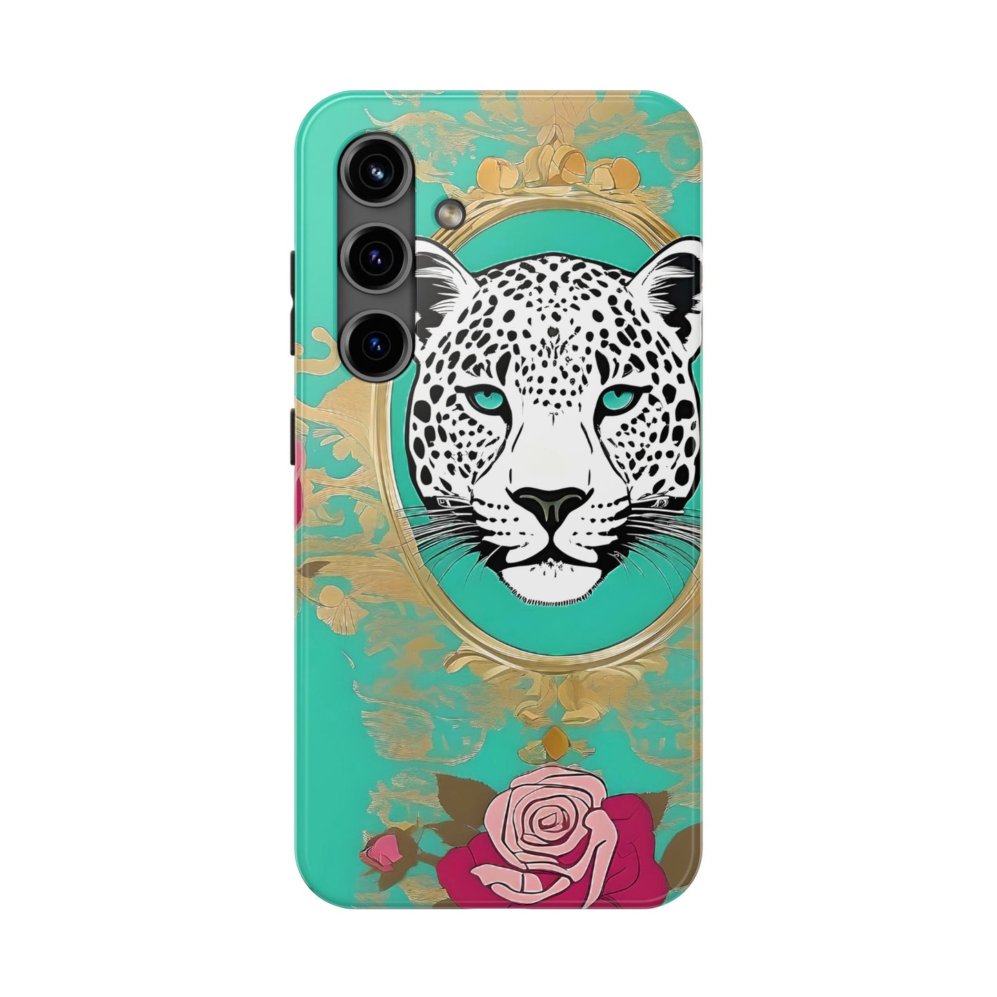 Leopard Tough Phone Case - Trendy Floral Design for Animal Lovers - Leopard & Rose
