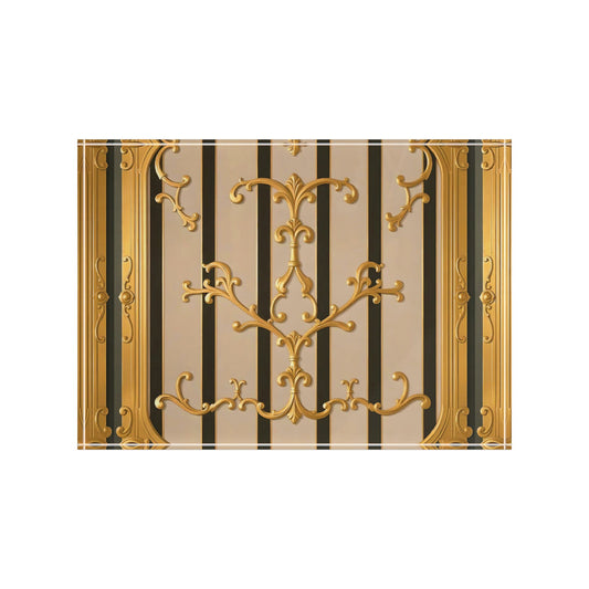 Elegant Photo Block Display for Memories, Decorative Photo Holder, Wedding Gift, Home Decor - Beige Striped Gold Rococo
