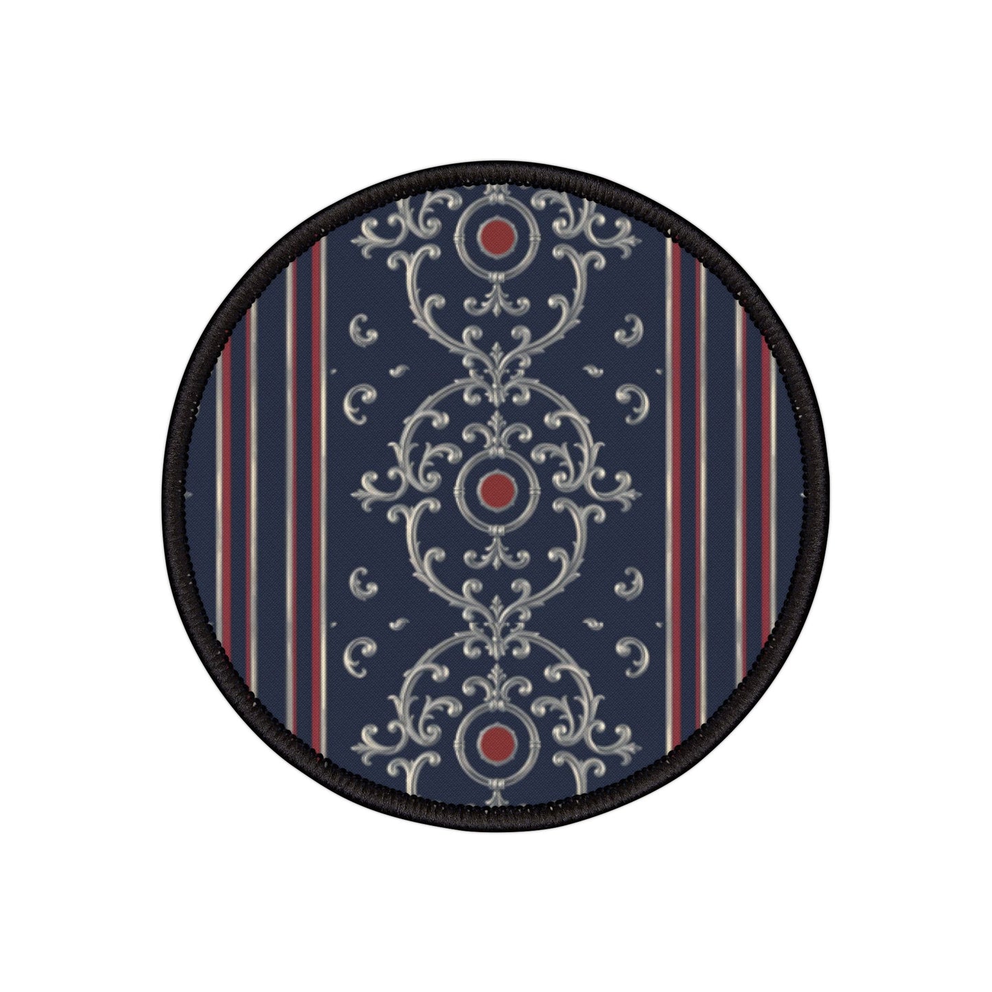Stylish Iron-On Patches for Customization, Vintage Embroidered Patches, Denim Jacket Accessories - Blue & Red Silver Baroque