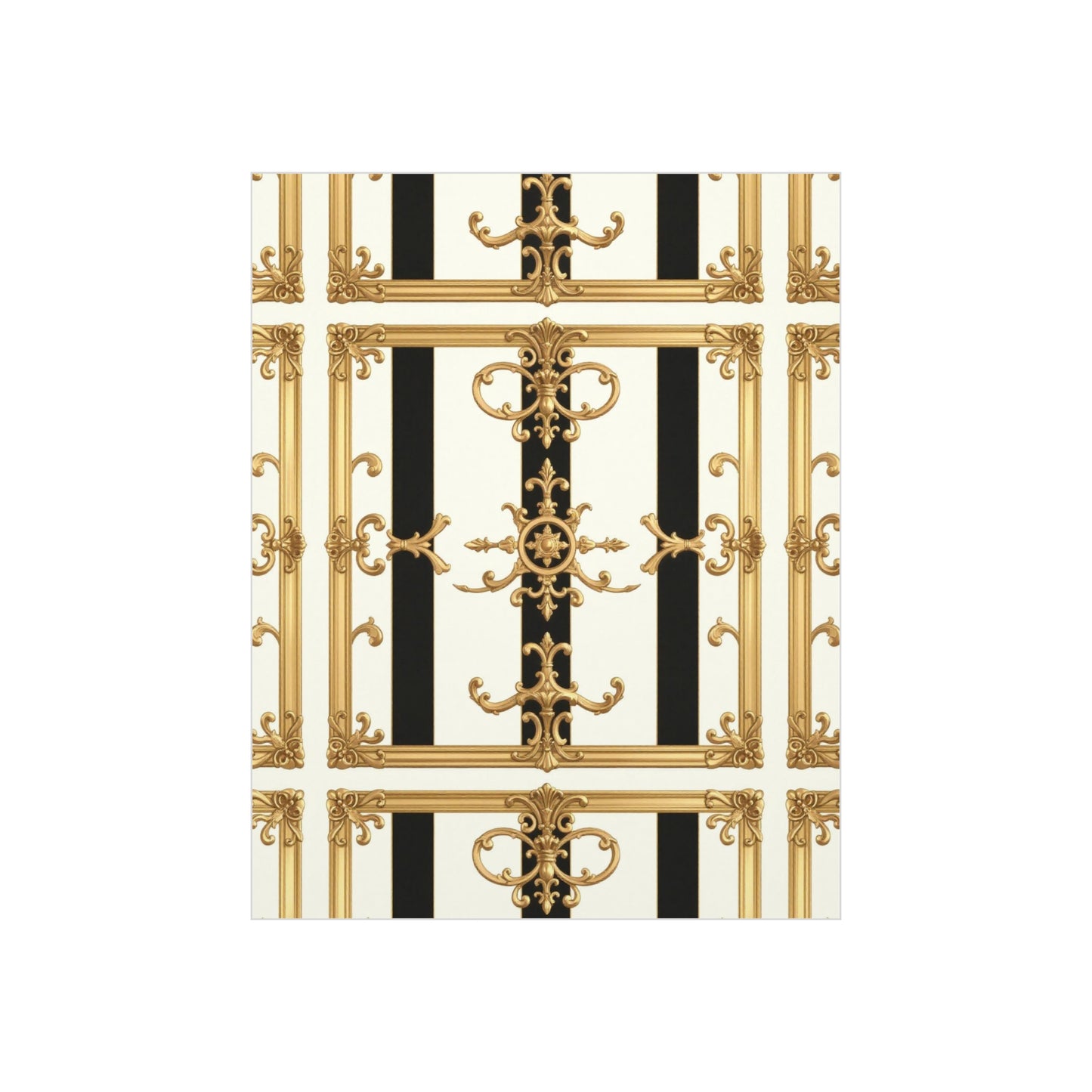 Elegant Foam Board Wall Art, Decorative Display, Home Decor, Office Decor, Visual Boards, Art Displays - Black & White Striped Gold Baroque