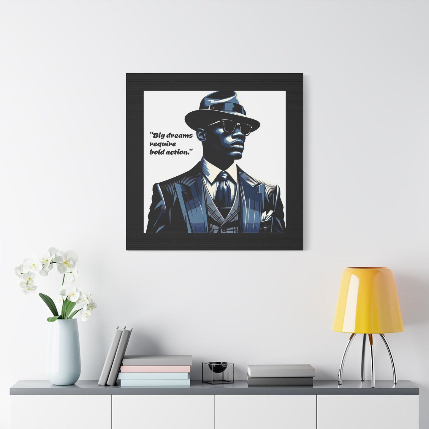 Afro Art Print Canvas, Wall Decor, Satin Stretched Canvas, African American Art, Office Decor, Home Decor - "Big dreams require bold action."
