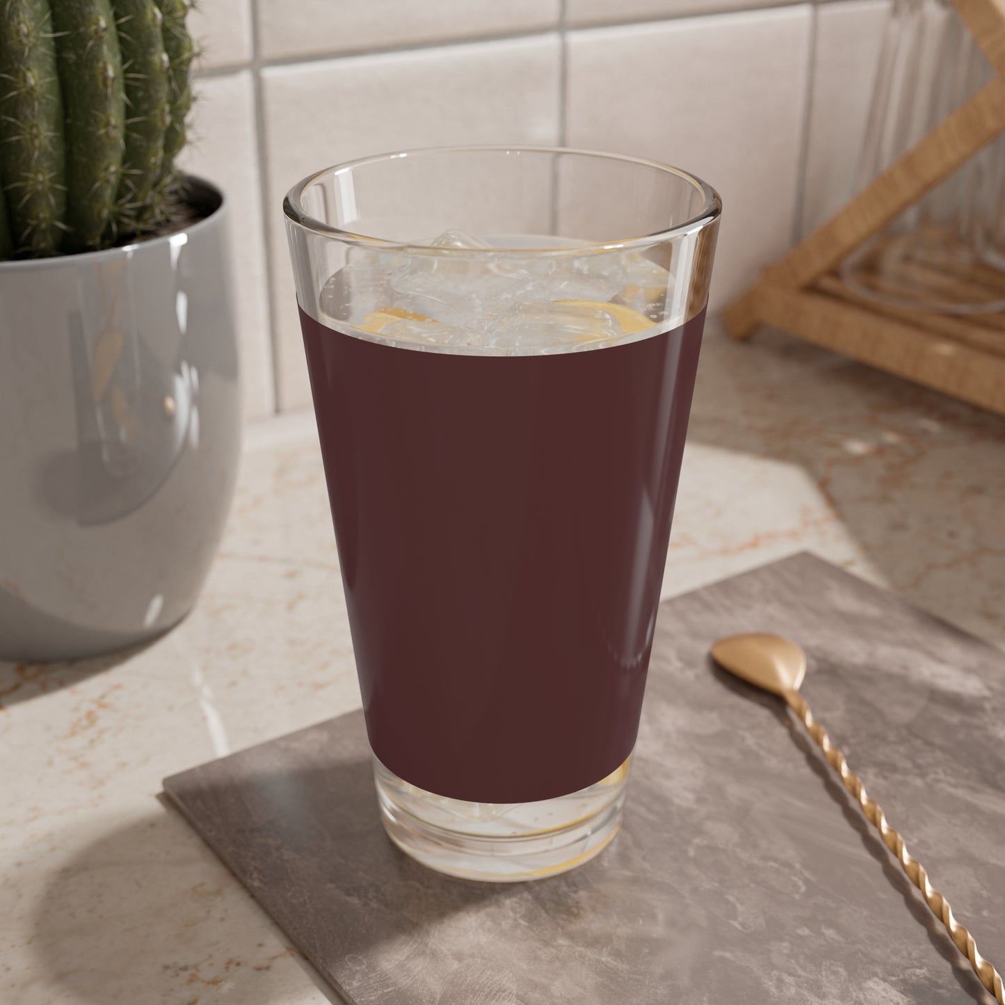 Brown Merlot Stylish Mixing Glass | 16oz Beverage Tumbler, Cocktail Glass, Barware Gift, Home Entertaining, Unique Drinkware