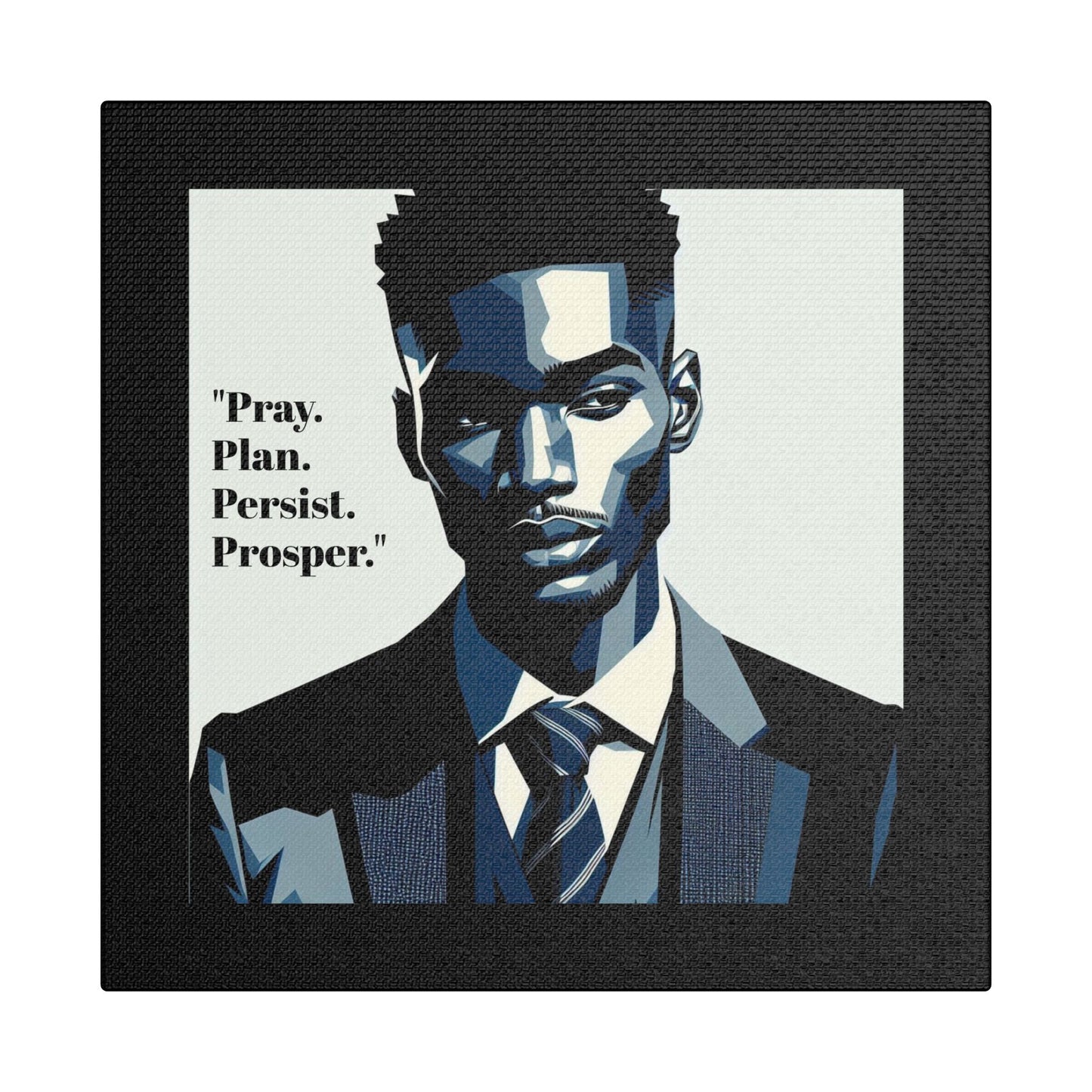 Afro Art Print Canvas, Wall Decor, Satin Stretched Canvas, African American Art, Office Decor, Home Decor - "Pray. Plan. Persist. Prosper."