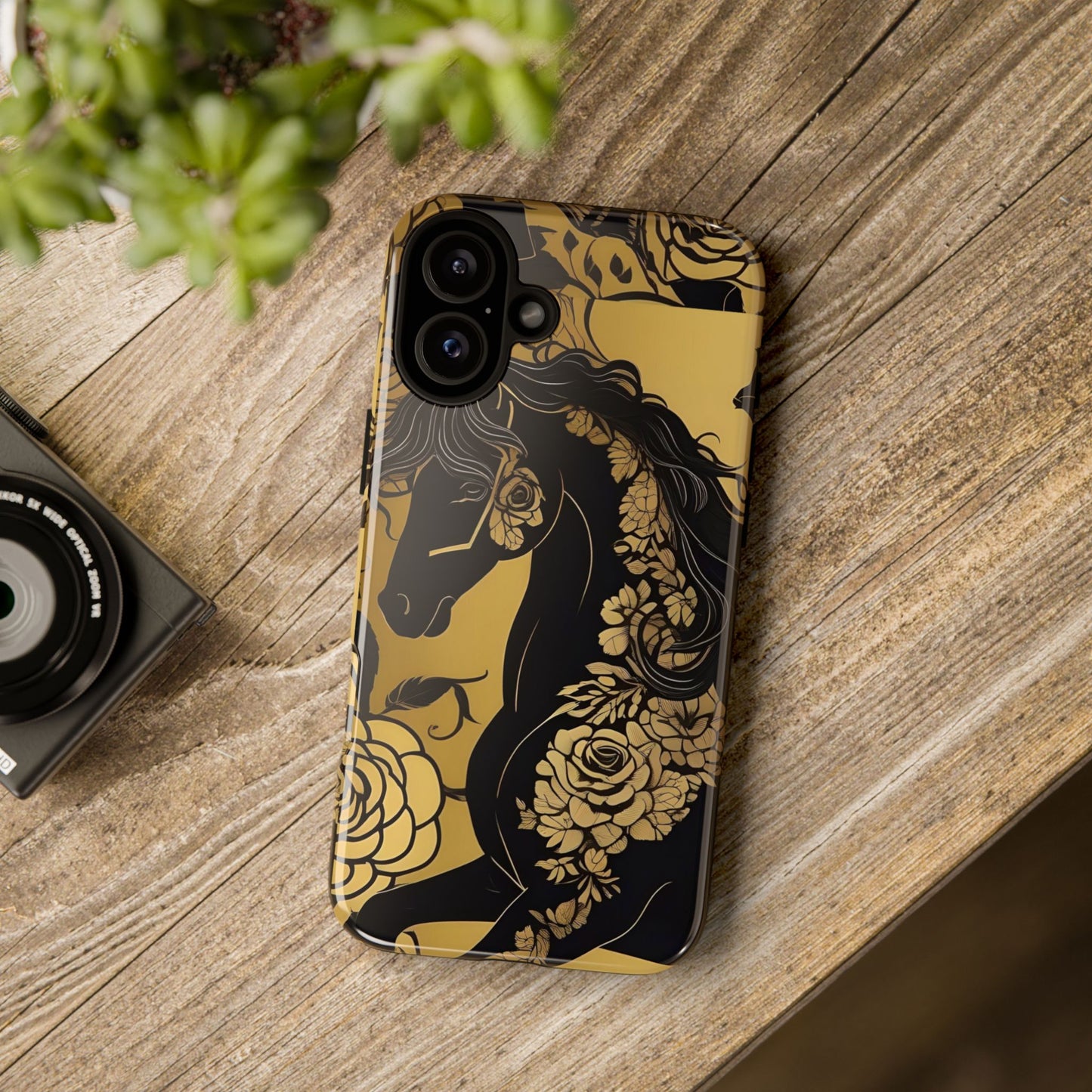 Phone Case - Elegant Horse & Roses Design