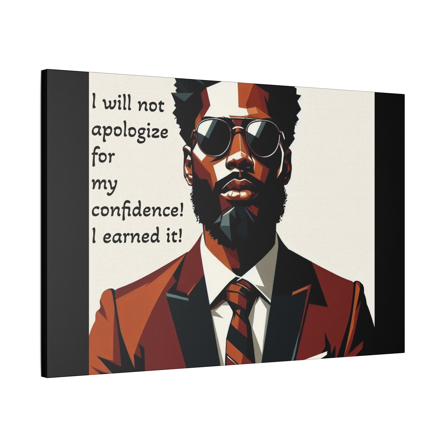 Afro Art Print Canvas, Wall Decor, Satin Stretched Canvas, African American Art, Office Decor, Home Decor - Confident Man In Suit