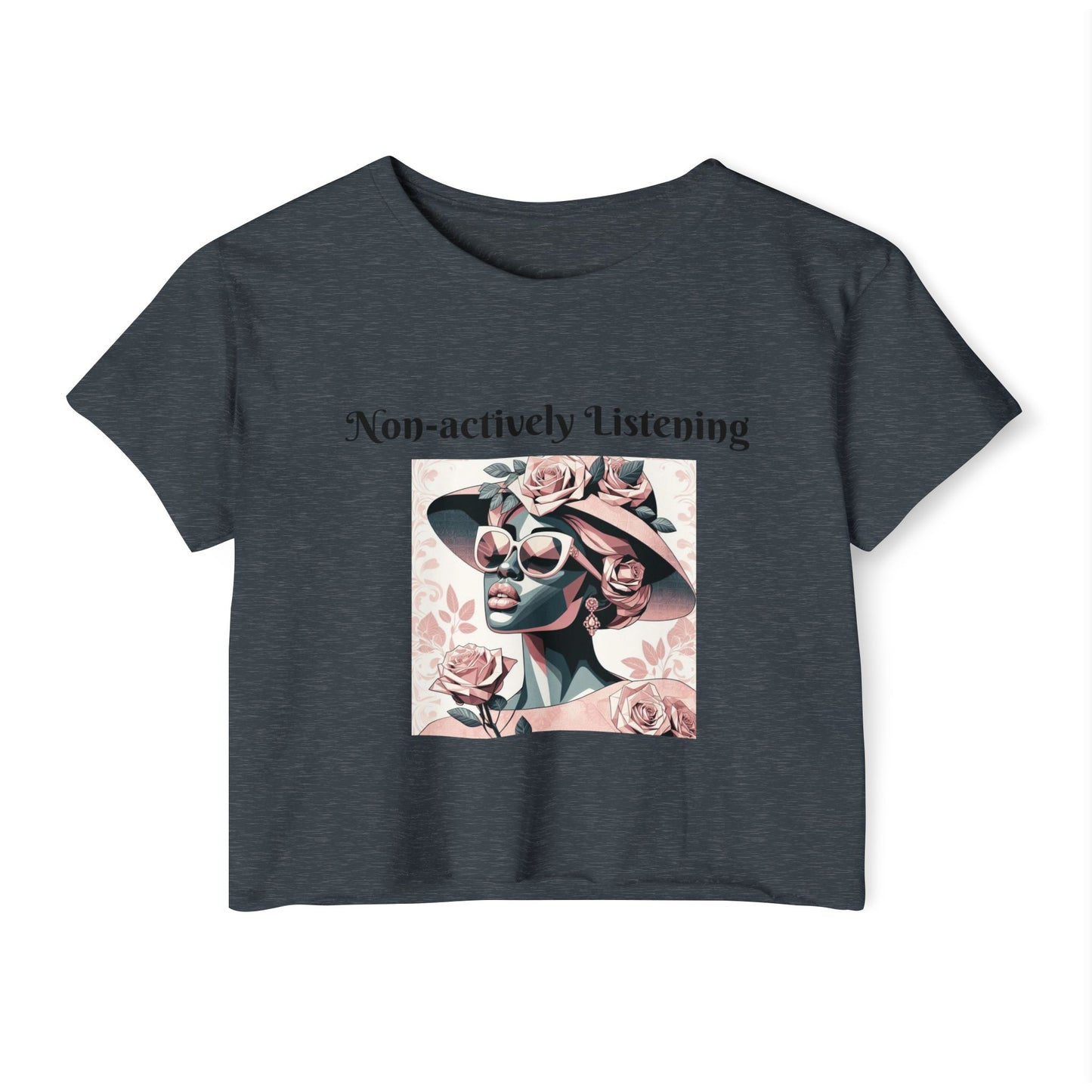 Chic Women's Festival Crop Top, Non-actively Listening Tee, Summer Vibes, Music Festival Outfit, Casual Streetwear