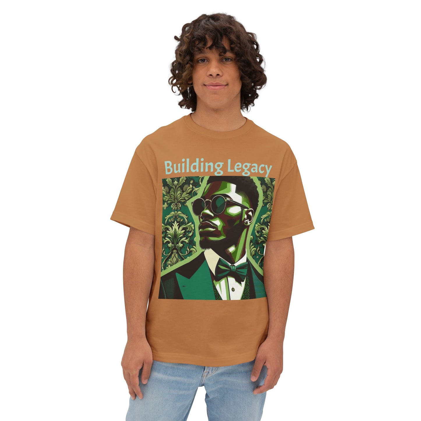 Stylish Oversized Tee, Building Legacy Graphic Tee, Unisex T-Shirt, Fashionable Casual Wear, Gift for Him/Her/Occasions - Matte Green Letters