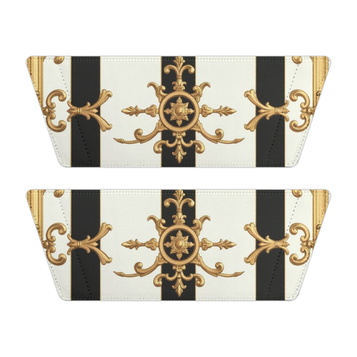 Stylish Women's Removable-Strap Sandals - Trendy Summer Slippers, Vacation Footwear, Casual Style - Black & White Striped Gold Baroque