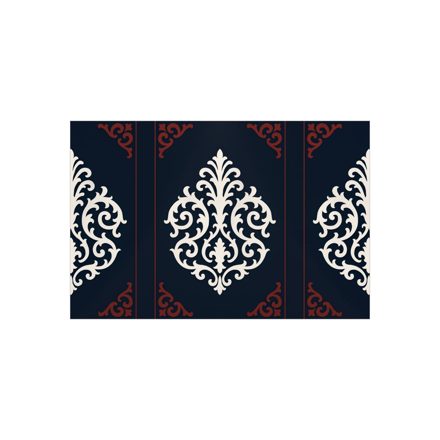 Dusk Blue-Maroon & White Baroque Foam Board Wall Art — Blue, White & Maroon Pattern
