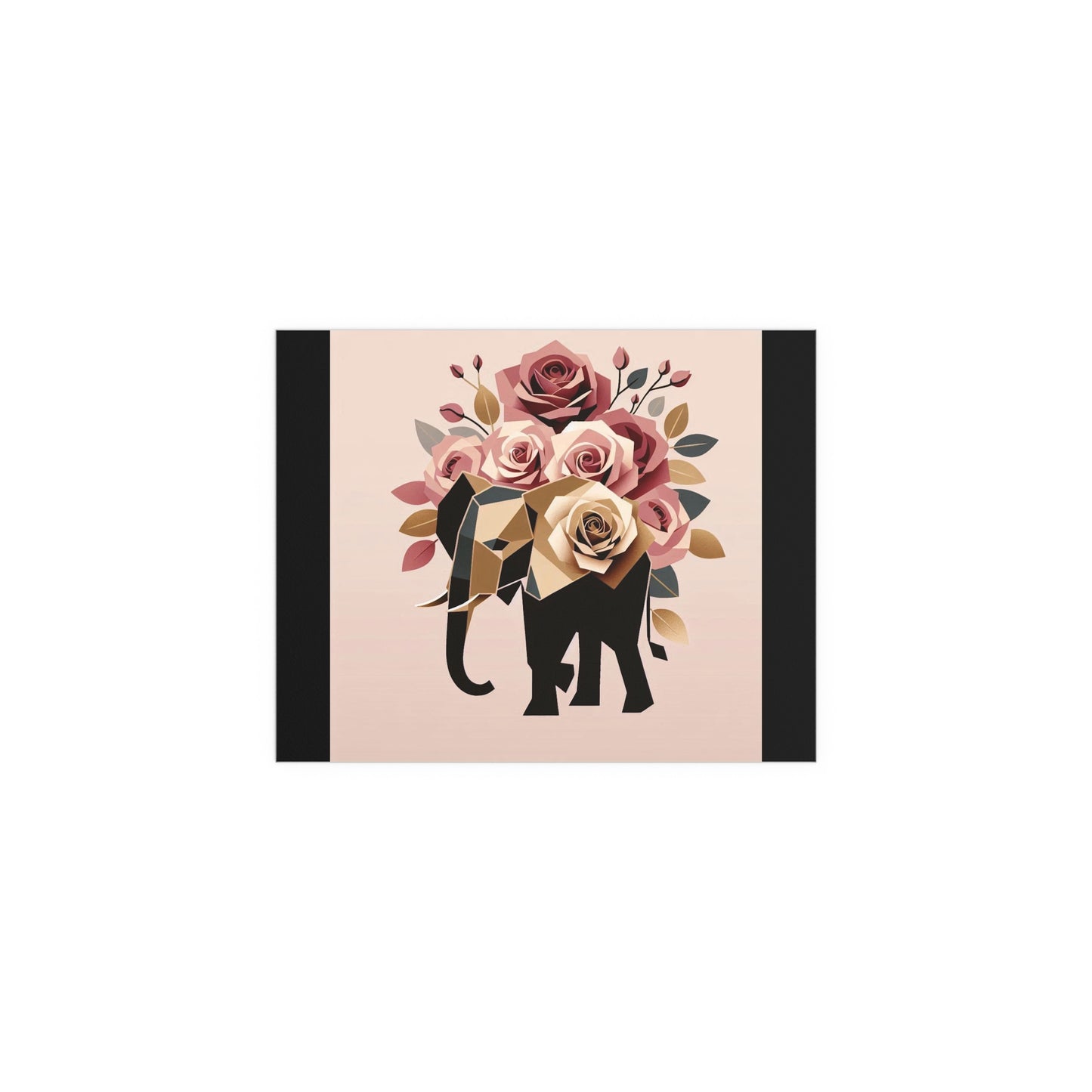 Elegant Floral Silk Poster - Indoor/Outdoor Wall Art for Home Decor - Black & Gold Elephant & Roses