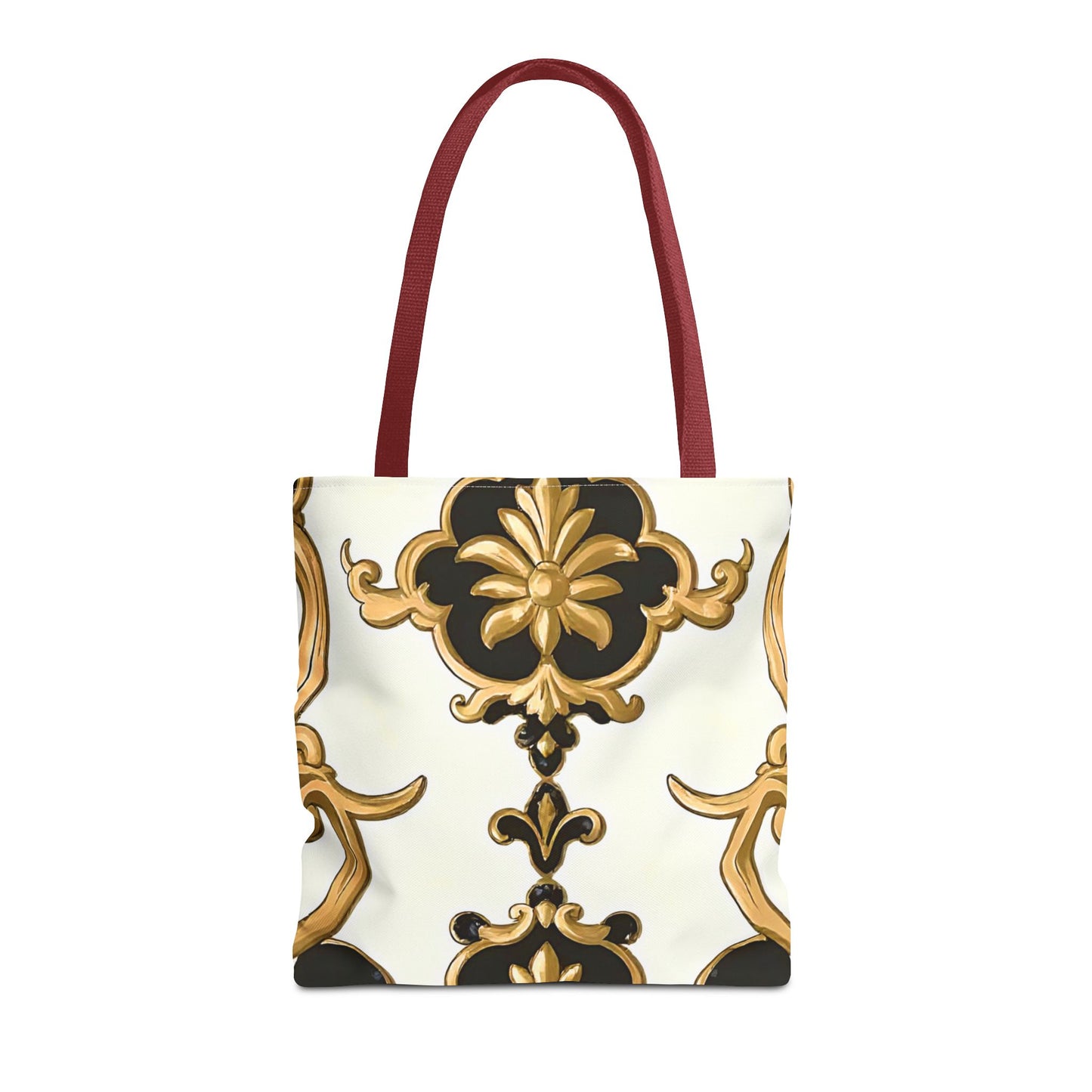 Elegant Floral Tote Bag | Stylish Reusable Bag for Everyday Use, Gift for Her, Shopping, Beach, Travel, Eco-Friendly - Black & Gold Rococo