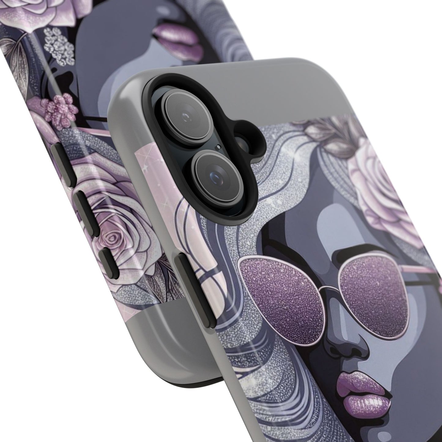 Glamorous Floral Tough Phone Case - Chic Protection for Trendsetters - Lilac & Lavender