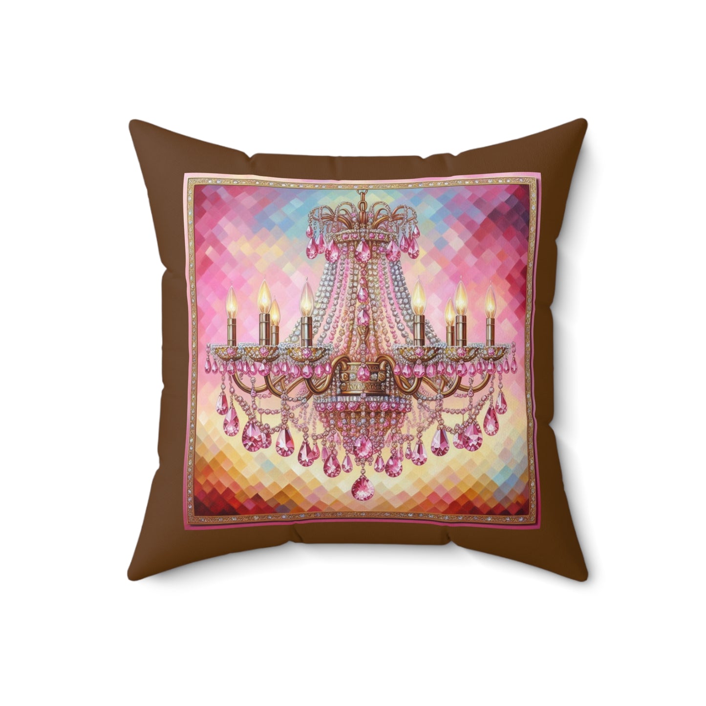 Chic Chandelier Pillow, Decorative Home Decor, Pillow for Living Room, Luxury Accent Pillow, Gift for Housewarming, Pink Chandelier Art