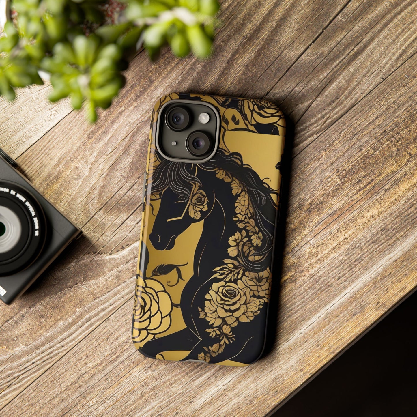 Phone Case - Elegant Horse & Roses Design