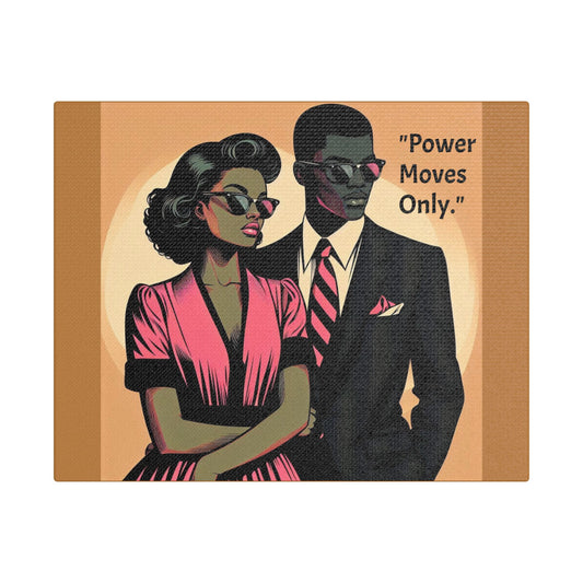 Afro Art Print Canvas, Wall Decor, Satin Stretched Canvas, African American Art, Office Decor, Home Decor - "Power Moves Only."