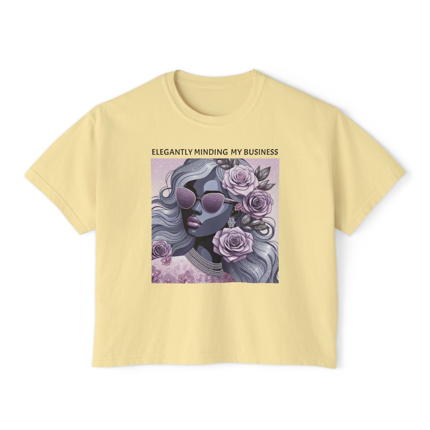 Elegant Women's Boxy Tee - 'Elegantly Minding My Business' Floral Design
