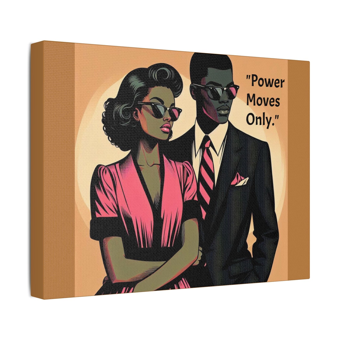 Afro Art Print Canvas, Wall Decor, Satin Stretched Canvas, African American Art, Office Decor, Home Decor - "Power Moves Only."