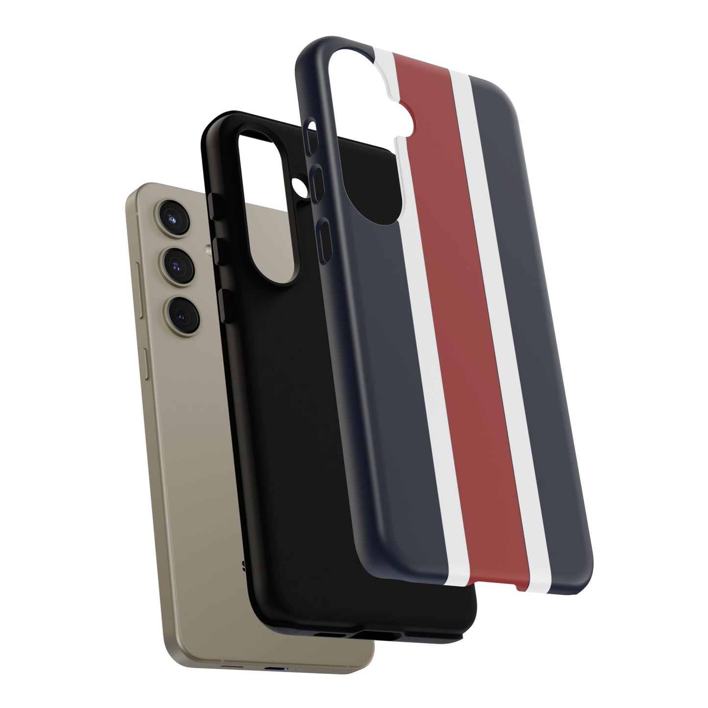 Lunar Midnight & Red-White Striped Stylish Phone Case - Tough Cases, Custom iPhone Cover, Sleek Phone Accessories, Gifts for Him/Her
