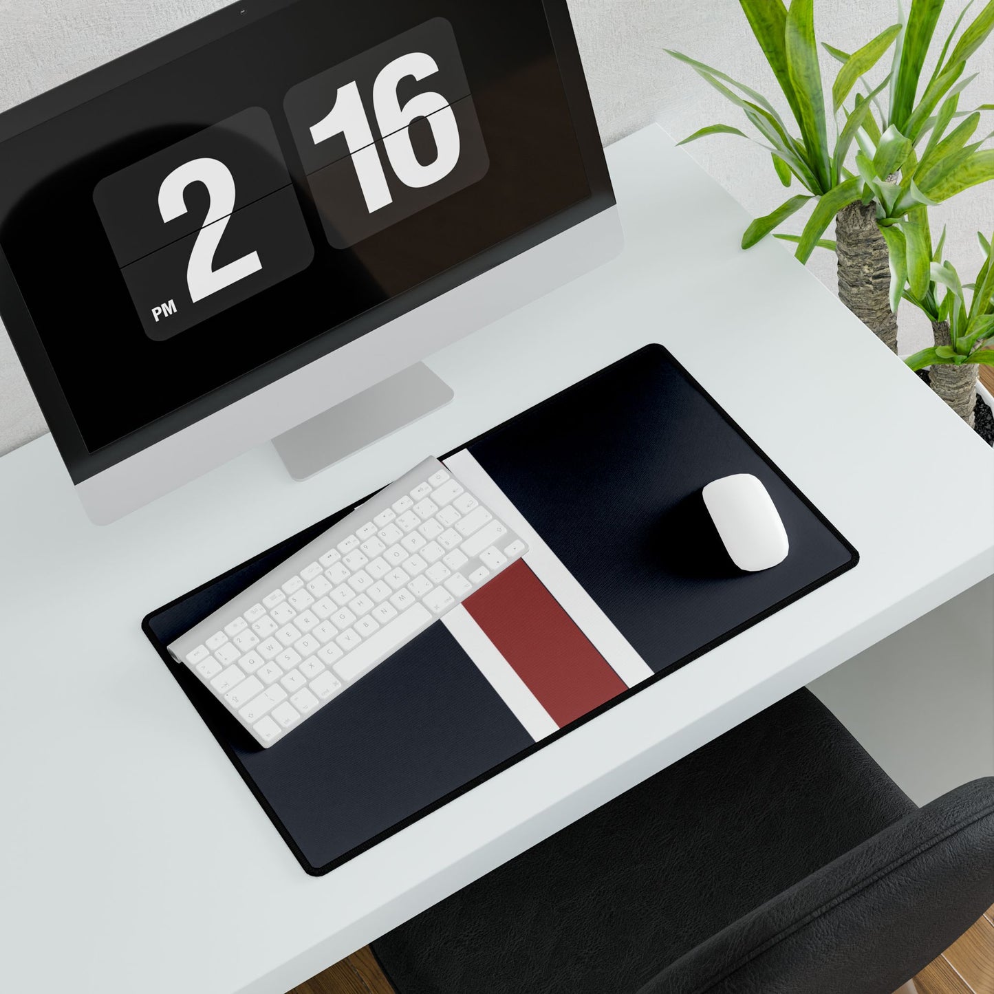 Lunar Midnight & Red-White Striped Stylish Desk Mats for Home Office, Minimalist Desk Accessories, Customizable Workspaces, Perfect Students Gift