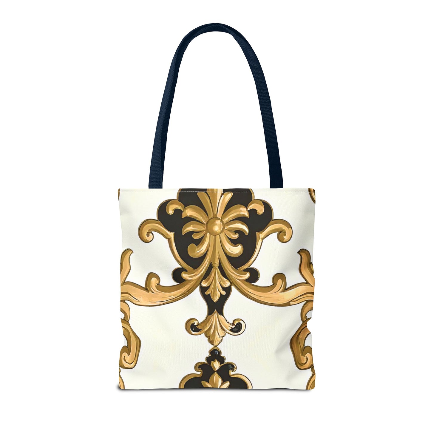 Elegant Floral Tote Bag | Stylish Reusable Bag for Everyday Use, Gift for Her, Shopping, Beach, Travel, Eco-Friendly - Black & Gold Rococo