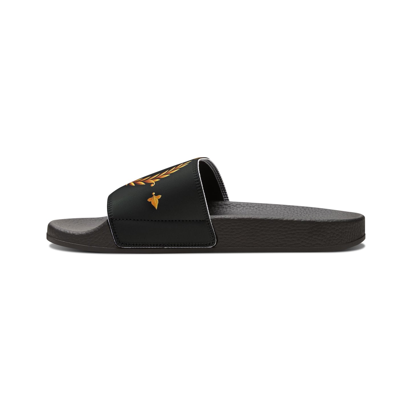 Men's Removable-Strap Sandals with Graphic Design, Casual Footwear, Comfortable Summer Slides, Beach or Pool Essentials - Gold Crest