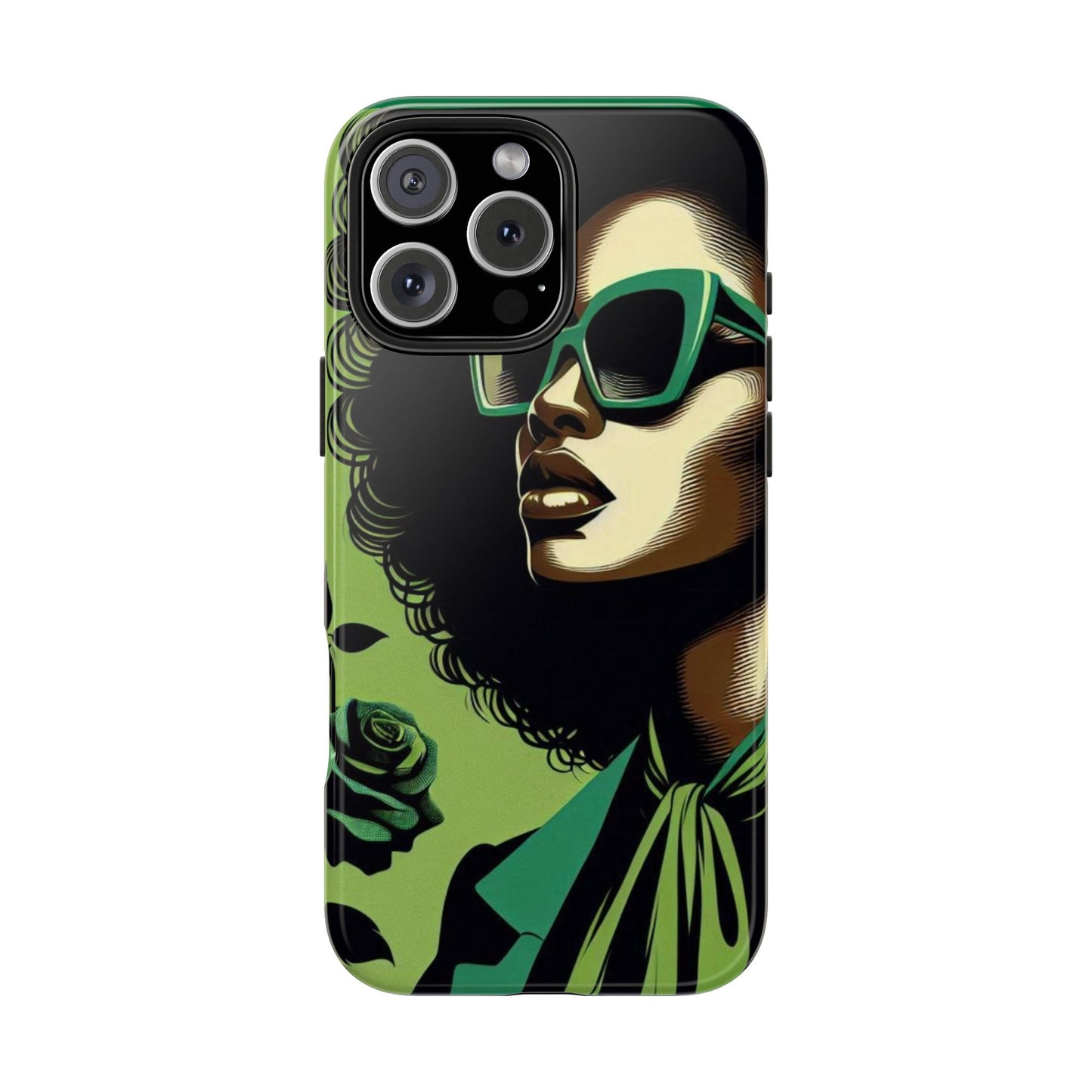Chic Tough Phone Case | Artistic Green & Black Design | Phone Protection, Gift for Her, Stylish Accessory, Trendy Tech - Lady in Green