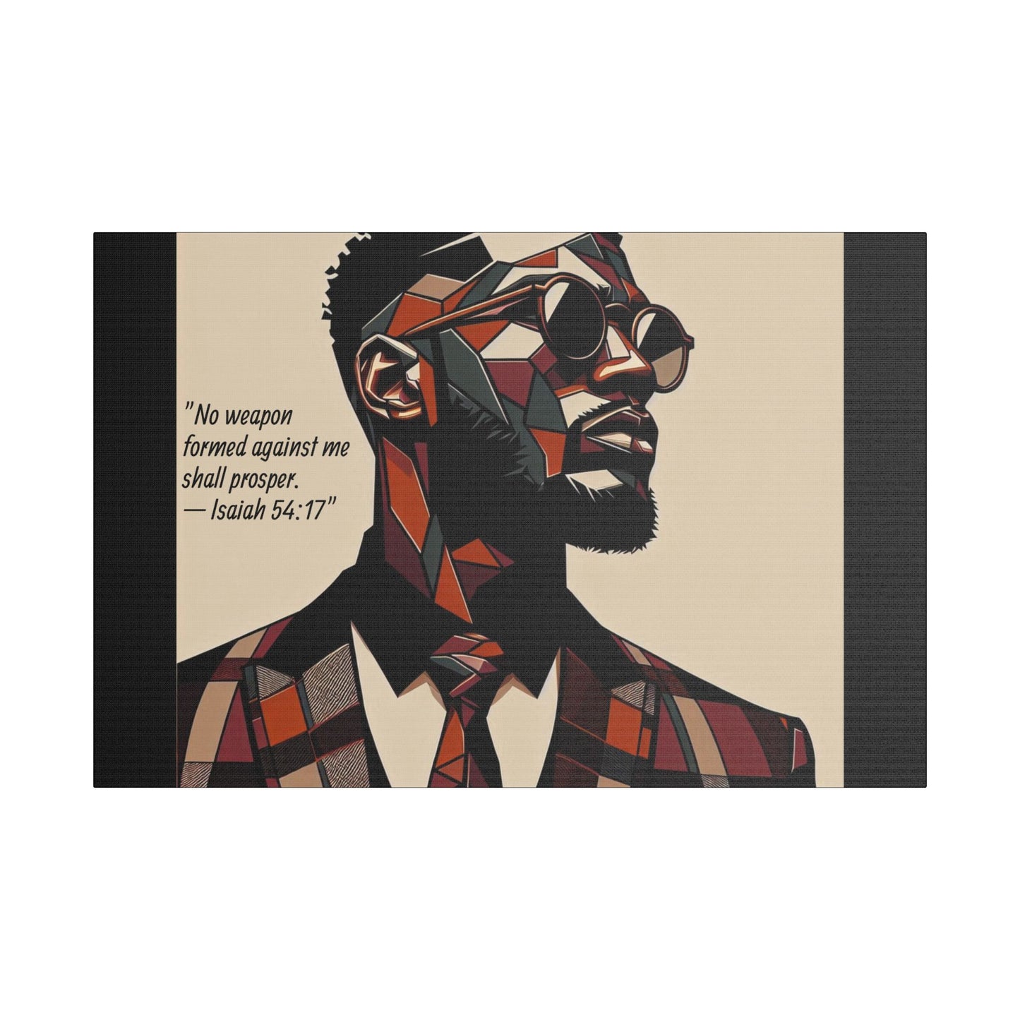 Afro Art Print Canvas, Wall Decor, Satin Stretched Canvas, African American Art, Office Decor, Home Decor - Isaiah 54:17