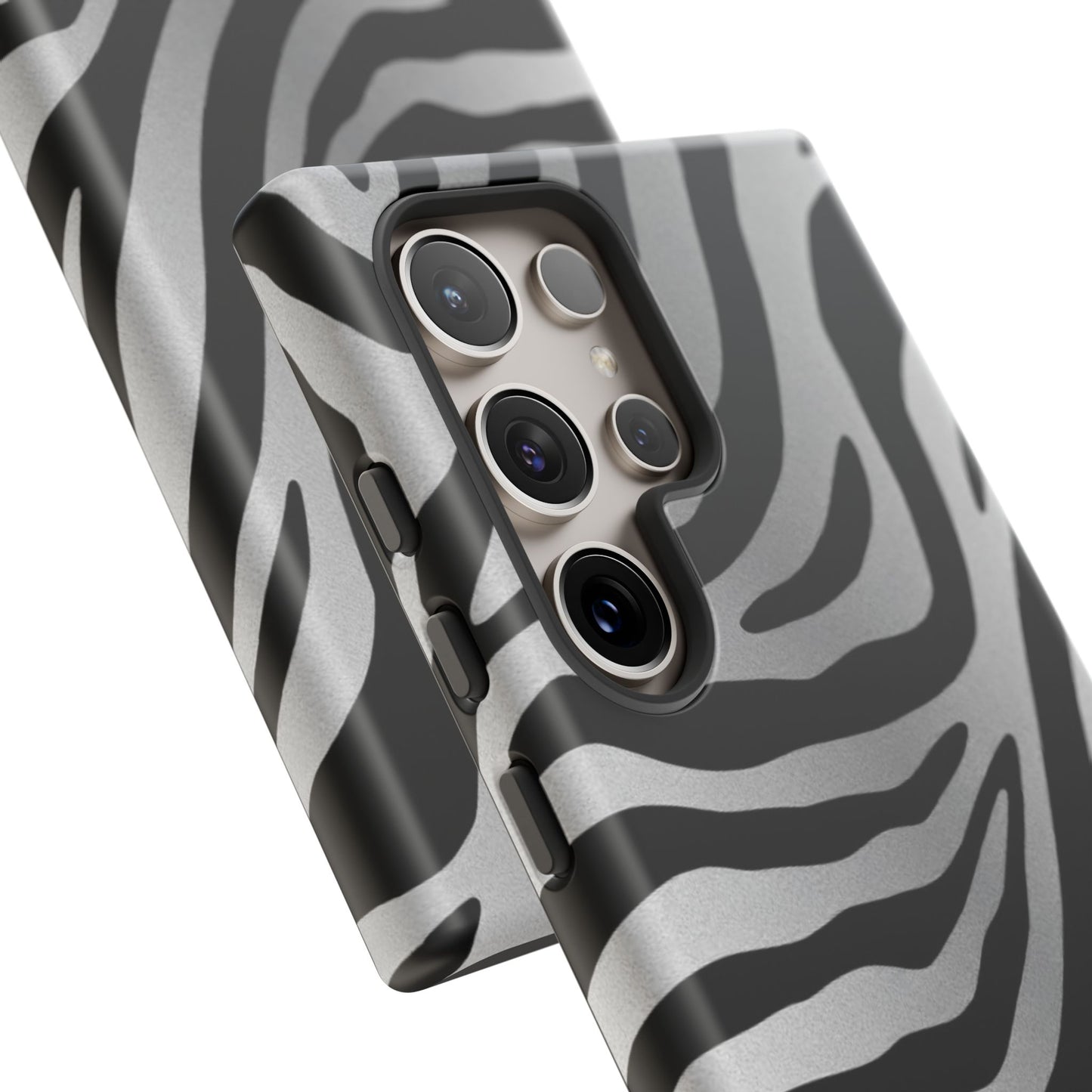 Zebra Print Tough Phone Case - Silver