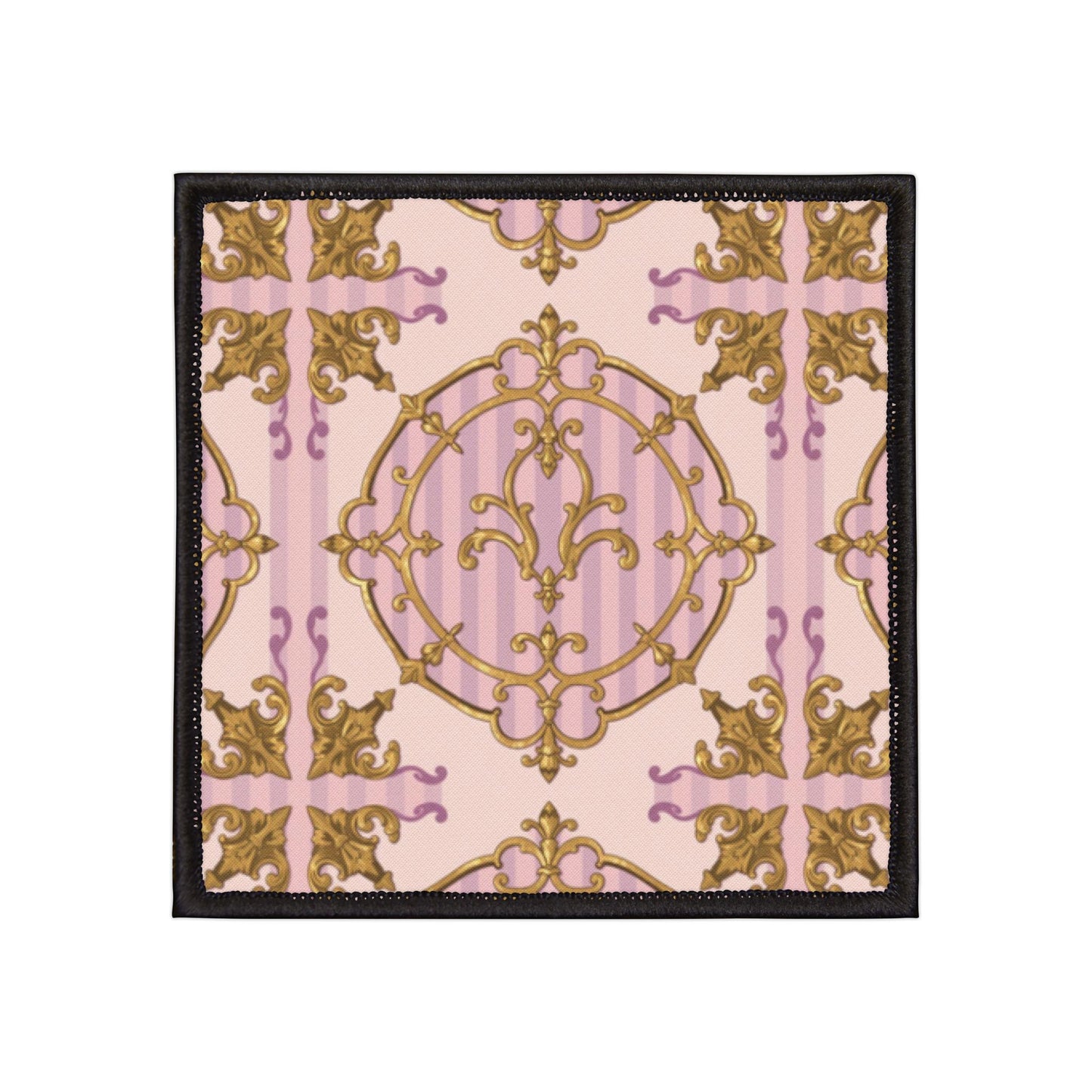 Decorative Lavender & Alabaster Striped Gold Baroque Iron-On Patches for Customizing Jackets, Bags, and More - Perfect for DIY Projects, Gifts