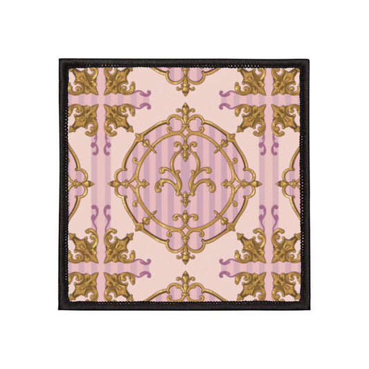 Decorative Lavender & Alabaster Striped Gold Baroque Iron-On Patches for Customizing Jackets, Bags, and More - Perfect for DIY Projects, Gifts