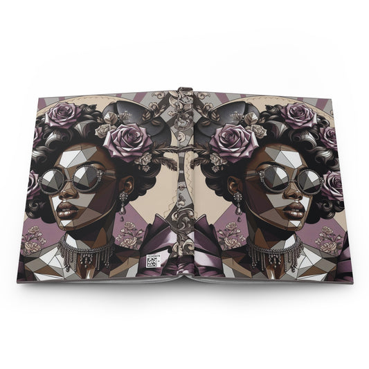Artistic Afrocentric Hardcover Journal | Stylish Writing Notebook, Gift for Creatives, Inspirational Journal - Lilac Baroque Lady