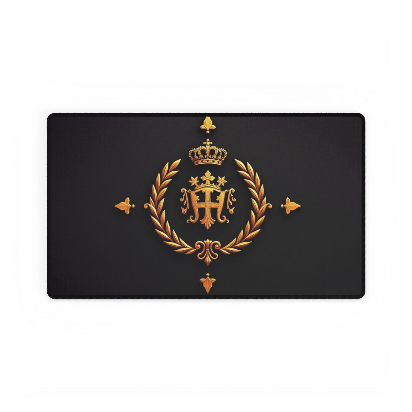 Elegant Golden Crest Desk Mat, Personalized Workspace Decor, Office Accessories, Gaming Mat, Home Office Gift - Gold Crest