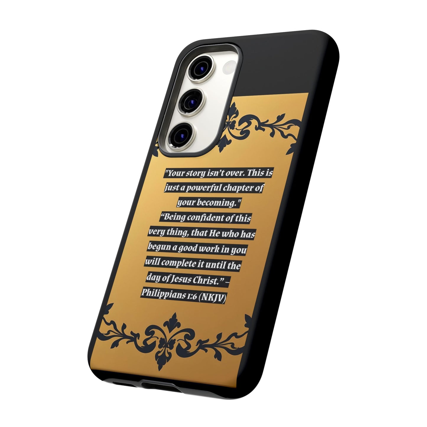 Elegant Floral Motif Phone Case - Tough Cases with Vintage Design - "Your story isn't over"