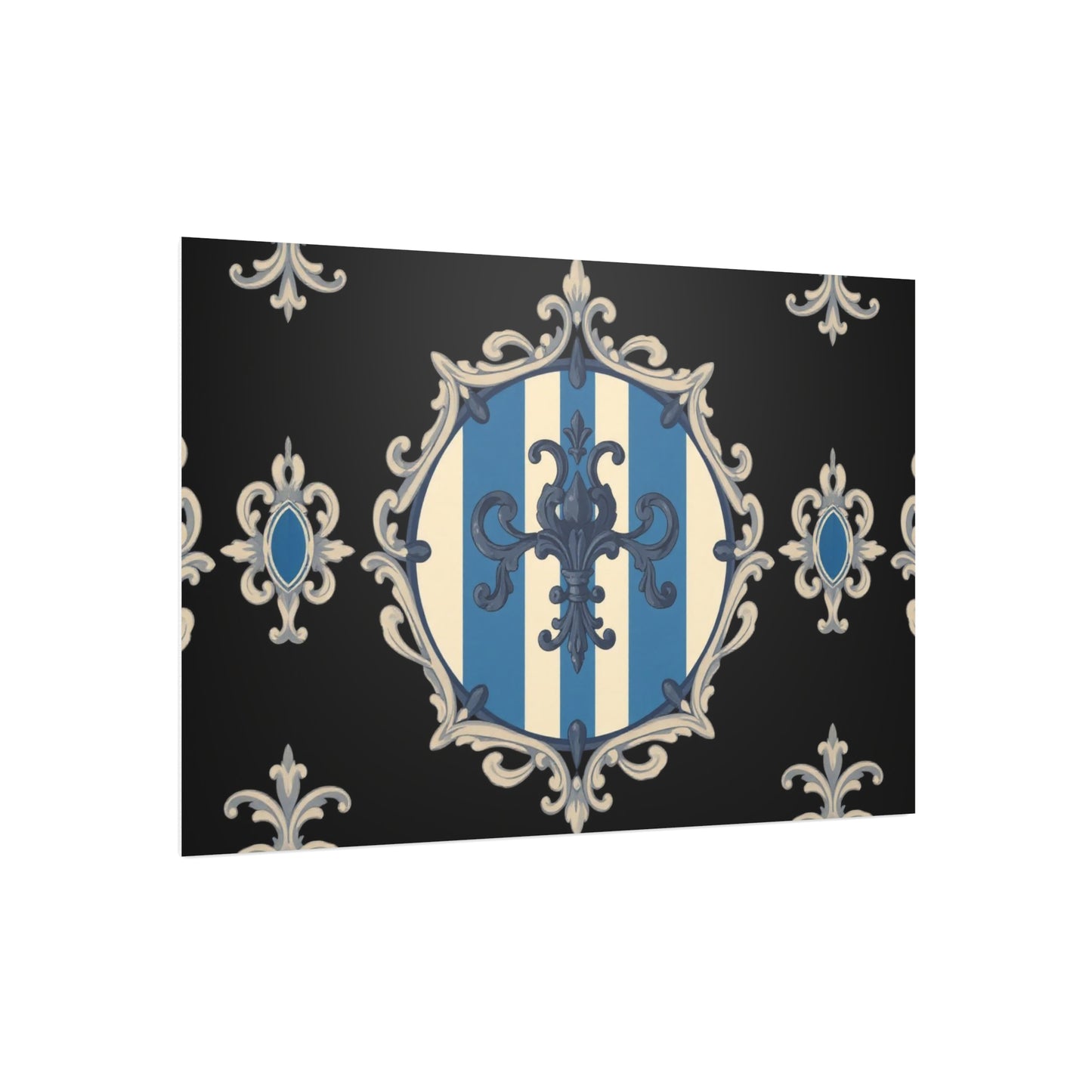 Elegant Blue & Alabaster Striped Baroque Decorative Foam Board Art, Home Decor Wall Display, Unique Gift for Housewarming, Event Decorations