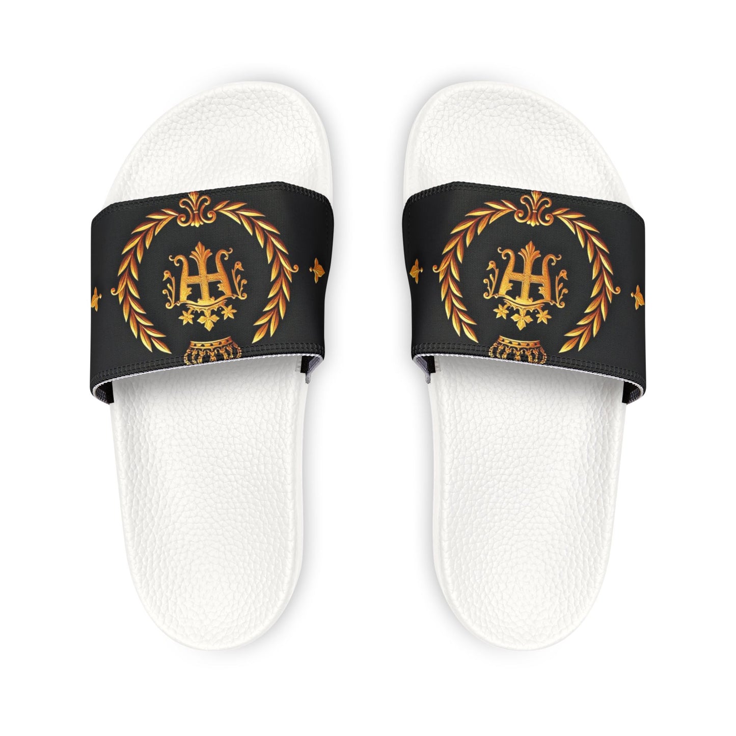 Men's Removable-Strap Sandals with Graphic Design, Casual Footwear, Comfortable Summer Slides, Beach or Pool Essentials - Gold Crest
